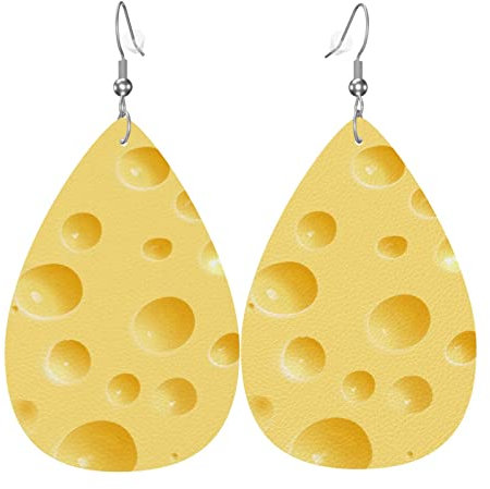 Käse-Textur-Kunstleder-Ohrhänger, einzigartige Ohrringe für Frauen, Mädchen, Statement-Schmuck, Geschenk, Zubehör
