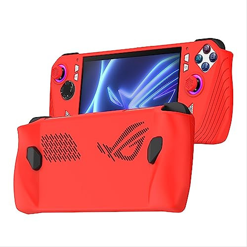 GIOPUEY Case for ASUS ROG Ally, Silicone Flexible Material Ultra-thin Cover, Anti-Fingerprint Slim Fit Case Cover [Slip-Resistant] - red