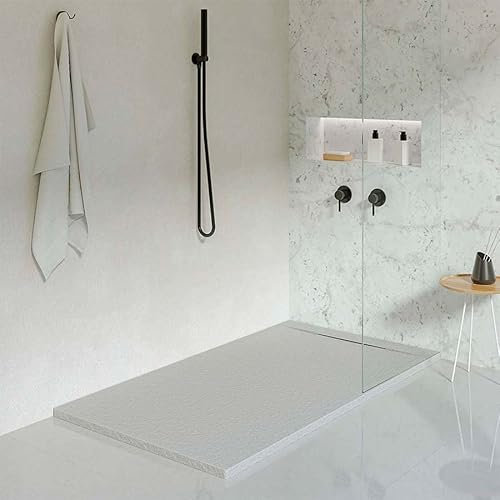 KOES - Piatto Doccia in Resina Serie LIENA – 80x100 – Blu nebbioso RAL 7035 - Visualizza tutte le opzioni di acquisto