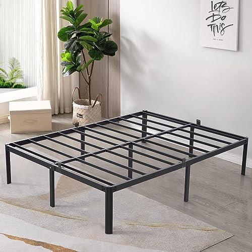 TATAGO Bettrahmen King Size Bettgestell aus massivem Metall, 208,2 x 198,1 cm, moderner Stil, mit 40 cm Unterbettkommode, Schwarz