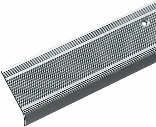 casa pura Profilé d'escalier en aluminium en forme de L 12 pièces, longueur 100 x 3 x 2 cm - Prépercé Nez de marche pour parquet et stratifié angulaire Argenté