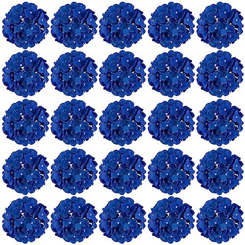 FagusHome 30 cabezas de hortensias artificiales de seda para decoración del hogar y boda (azul oscuro)