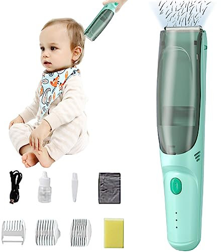 Baby Haarschneider,Automatisches Saugen Haarschnitt-Kit,Leise Kids Haarschneidemaschine,Elektrischer Haarschneidemaschine, Wasserdichter,Schnurlose,USB Schnell Wiederaufladbar, 3 Führungskämme (Stil3)