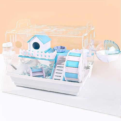 XIAOZHUANGXIONG Hamsterkäfig Klein Plastik, Käfig für Nagerkäfig, Meerschweinchen mit Zubehör, Fully Transparent, Acrylic Material (Color : Blue)