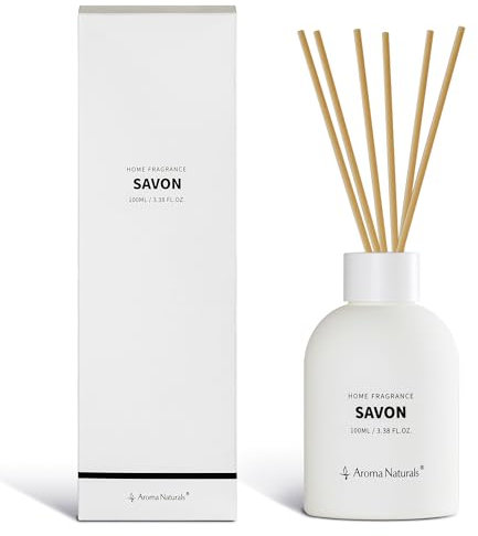 Aroma Naturals Diffusore a bastoncini per la casa, set di diffusori a bastoncini con olio profumato per aromaterapia, diffusore di fragranze, 100 ml(SAVON)