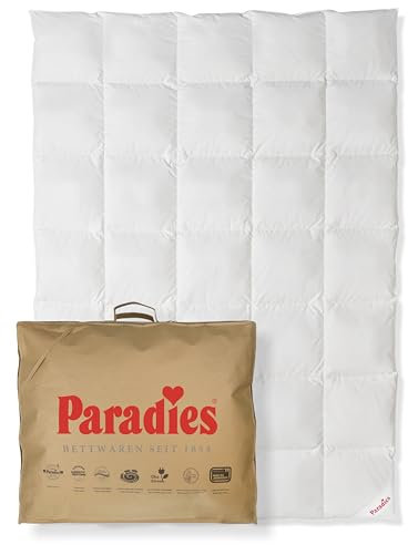 PARADIES Daunendecke 155x220 cm Winter 1.120g - Gabi 90, Winterdecke mit Baumwollbezug + RDS-zertifizierten Gänsedaunen/-Federn 90% Daunen + 10% Federn