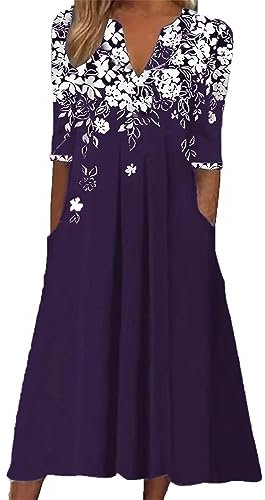 Cocila Vestito Corto Ragazza Abito con Paillettes Donna Abiti Lunghi Bianchi Donna Vestito Cerimonia Donna Invernale Abito Premaman Estate Abito Satinato Donna (Purple, M)