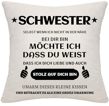 Bommex Erinnerung Geschenk für Schwester von Schwester Bruder Geschenk für Schwester Kissenbezug für Schwester Soul Schwester Geschenk Geburtstagsgeschenk Separate Geschenke (Schwester)