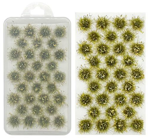 Woohome 32 PCS Modèle Arbres Gazon Lichen pour Feuillage, Touffe d'herbe Statique Herbe Artificielle Modèle pour Le Chemin de Fer de Paysage de Train - Jaune