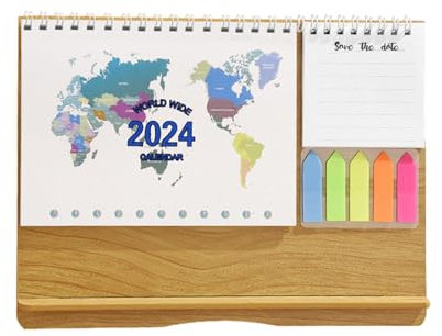 Colcolo Desktop-Kalender 2024, Stand-Klappkalender für Zuhause mit Notizseite, Esszimmer-Monatskalender für Wohnzimmer, Mond-Neujahr, Stil F
