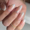 JUSTOTRY 24 Pcs Glitter Almond Press on Nails Short with Diamond Designs,White and Nude False Nails Oval,French Stick on Nails for Women and Teens,Pretty Fake Nail for Nail Art