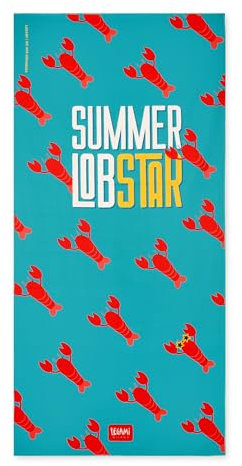 Legami - Mikrofaser-Strandtuch, sandabweisendes Strandtuch, schnell trocknend, Ultra-saugfähig, kompaktes Strandtuch, platzsparendes Handtuch, 85 x 180 cm, Lobster, Standard