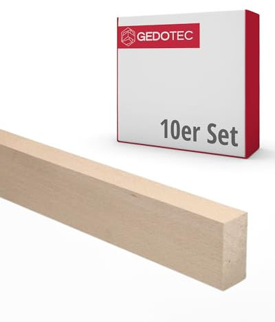 Gedotec baguettes en bois pour bricoler - planches en bois pour construire en bois de hêtre 100 cm | 10 pièces 8x35x950 mm | BASIC | bois polyvalent pour bricoler et construire des objets divers | A