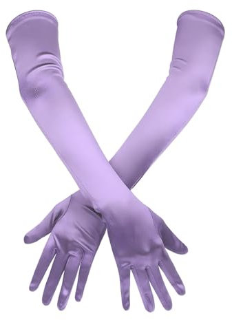 JUGNAW Elegante Lange Damen Handschuhe in Violett, 55cm Satin Stretch für Opernabende, Hochzeiten und Abschlussbälle, Bequeme Passform und Stilvolles Accessoire, Set aus 2