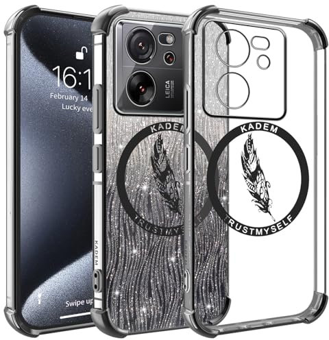 TEYYOS Funda para Xiaomi 13T/Xiaomi 13T Pro, Funda Protectora Híbrida Transparente con Brillo Electrochapado, Carcasa de Parachoques de TPU Ultrafina Resistente a Arañazos Case Cover, Negro