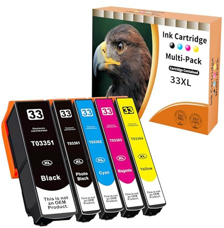 Starlet24 5X 33XL Druckerpatronen Kompatibel für Epson 33XL T3351 T3361 T3362 T3363 T3364 für XP-530 XP-540 XP-630 XP-635 XP-640 XP-645 XP-830 XP-900 XP-7100