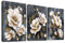 3 Pcs Cremefarbene Pfingstrosen Blumen Mit Rahmen Leinwand Bilder Goldene Blätter Grau Bild auf Leinwand Malerei Wandbilder Wanddeko Wohnzimmer Schlafzimmer Dekorationen 120x60cm (16x24x3)