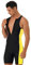 IUERVPS Costume da Bagno da Uomo, Costume Intero, Scollo Tondo, Senza Maniche, Pantaloncini Laterali, Body, Muta da Triathlon, for Spiaggia, Piscina, Nuoto(Black Yellow1,L)