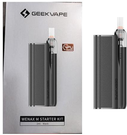 GEEKVAPE WENAX M Starter Pod Kit | Powerbank 2500mAh + GeekVape Wenax M1 Mini 16W 2ml Vaporizzatore | No e-liquid, No nicotine (Nero-)