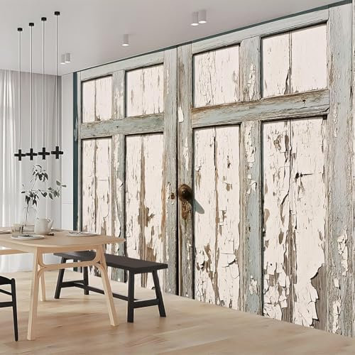 Vlies Fototapete Retro-Holztür 3D Effekt 450x315 Landhaus Foto Tapete Schlafzimmer Wohnzimmer Moderne XXL Wandtapete Groß Vliestapete Fototapeten Poster Wand Dekoration a.279