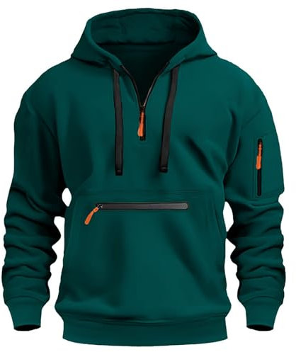 Herren Hoodie Basic Jogging Sport Hoodie Kordelzug Mit Taschen Slim Fit Reißverschluss Gym Pullover Hoodie Herren Oversize Winter Dicke Kapuzenpulli Sweatshirt Hip Hop Outdoor, Oberteile
