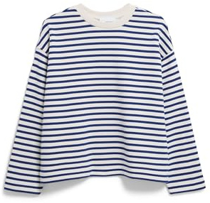 ARMEDANGELS Damen Sweatshirt aus Bio-Baumwolle FRANKAA MAARLEN Stripe Oversized Fit Undyed-Lapis Blue