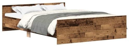 vidaXL Bettgestell ohne Matratze Altholz-Optik 140x190cm Holzwerkstoff, Bettrahmen, Doppelbett, Schlafzimmermöbel, Bett, Schlafzimmerbett, Lattenrost