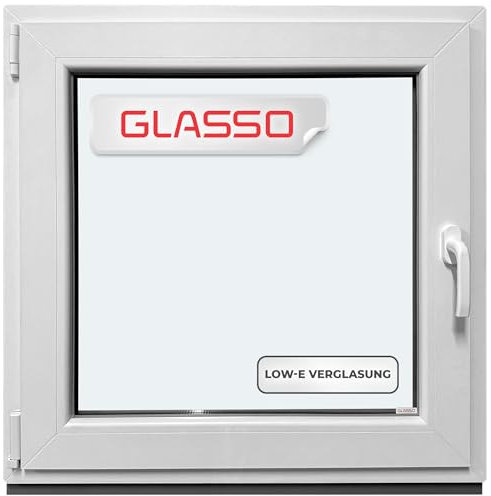 Fenêtre de cave 80 x 50 cm double vitrage – Fenêtre en plastique 60 mm Profil DIN gauche – L x H : 800 x 500 mm Idéal pour fenêtre abri de jardin, fenêtre de garage et cave avec système de bascule