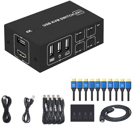 USB Kilo Virtual Machine Switcher 4K @ 60Hz Input With USB 4 In 1 Out Metal Housing Monitors Keyboards And To Control PC