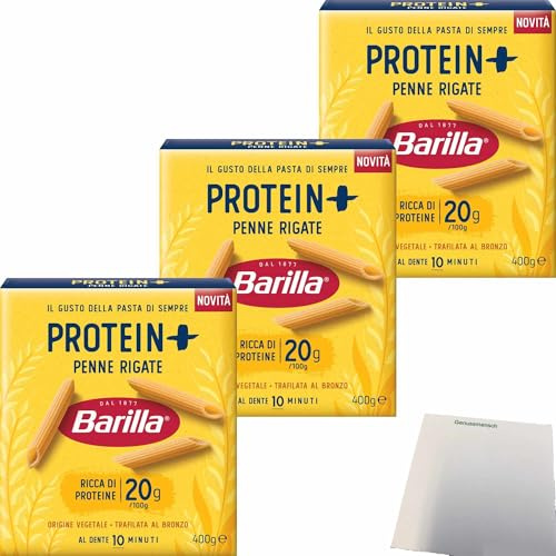 usy Bundle für Barilla Penne Rigate Protein Plus 3er Pack (3x400g Packung) + usy Block