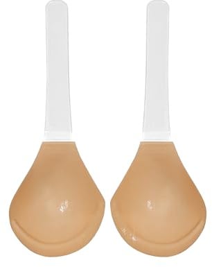 Extreme Breast Lift Adesivo Plunge Stick on Bra - Coppe adesive per coppe A-F, Coppe di supporto in silicone, reggiseno adesivo senza schienale, reggiseno a tuffo, tazze riutilizzabili,, Beige e