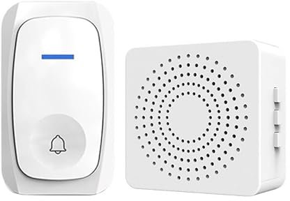 Sonnette sans Fil Exterieur Etanche, IP65 Etanche Carillon 150 Mètres, 38 Mélodies et 3 Niveaux Volume, Kit d'un Récepteur et d'un Emetteur, Installation enfichable, s'intègre à Tout intérieur