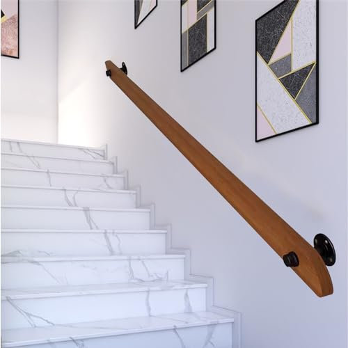 Holztreppe il – 3 m Indoor/Outdoor Geländer mit Wandhalterung – Sicherheits-Haltegriff für Treppen, Terrassendielen und Treppen – für Zuhause