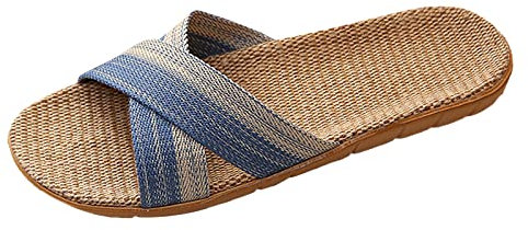 Ciabatte Uomo Lino, Antisudore, Leggere, Traspiranti, Unisex Pantofole da Casa Estivi Traspirante Pantofole Estate per Casa Comode Scarpe Estive Uomo Slip-on Scarpe da Spiaggia e Piscina