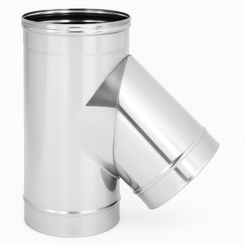 FORTUNATO Raccordo Braga 135°, in Acciaio Inox 0,5 mm, Mono Parete per Canne Fumarie, Flusso Ottimale dei Fumi, Diametri 150-180 mm (Ø 150 mm)