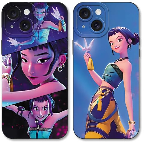 TBNMBGY 2 Stück Handyhülle für Apple iPhone 15 6,1 Hülle, Silikon Weiche TPU Schutzhülle mit Kpop Hunters Idol Zoey Rumi Mira Cartoon Character Muster Fallschutz Kameraschutz Mädchen Case,Cute