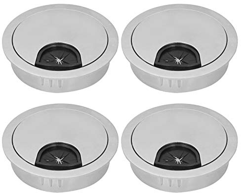 Respicefinem Set Desk Cable Wire Grommet Pc Computer Desk Grommet Cable Hole Cover Organizers Made of Stable Zinc Alloy for A More Organized Desktop with Easy Installation 53 Brush (53 Brushed Alloy