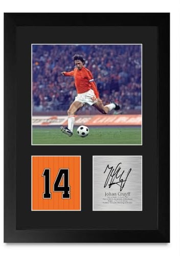 HWC Trading Johan Cruyff Netherlands Geschenke Gedrucktes Signiertes Autogramm Foto für Fußball Anhänger and Fans - A4 Porträt Gerahmt