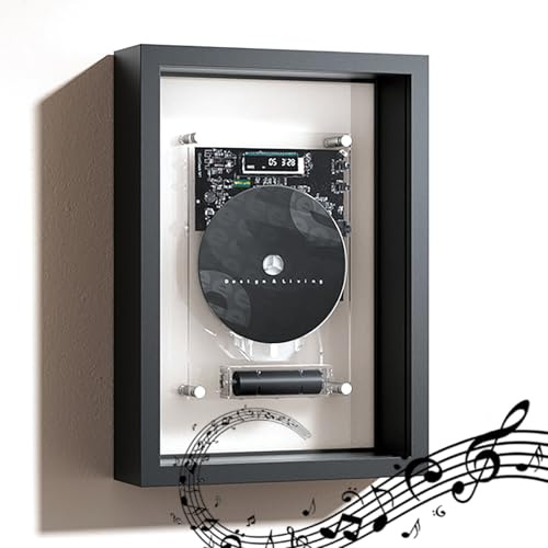 Gift Edian Lettore CD da parete con Bluetooth 5.0, cornice decorativa, uscita AUX, telecomando, design artistico moderno per casa, ufficio, galleria