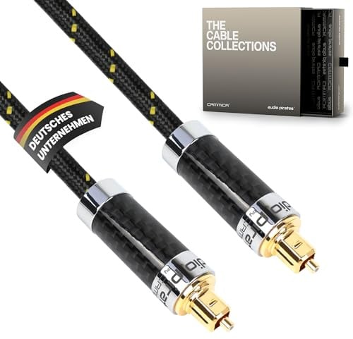 audio pirates by cammica Optisches TOSLINK Kabel (3m) Oberklasse | Japanische Glasfaser, 5.1-Kanal, 24-Bit/192kHz, Nylon-Ummantelung, Metallgehäuse, vergoldete Stecker
