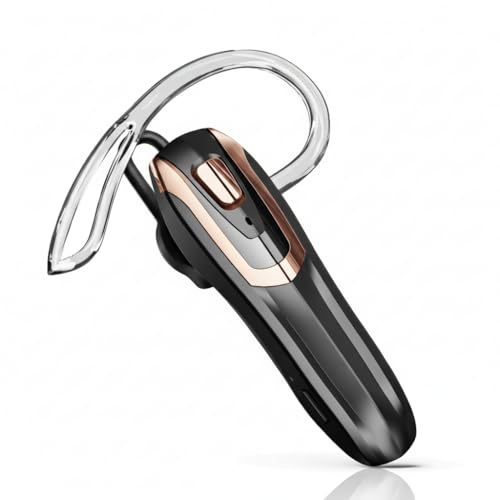 Micool Headset Bluetooth Handy V6.0 mit KI Geräuschunterdrückung & 38 Std. Sprechzeit – Single Ear Freisprech-Ohrhörer, Dual Pairing, Leichtes Bluetooth Headset fürs Fahren/Büro/Lager (Schwarz-Gold)
