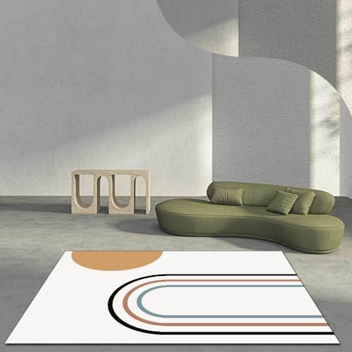 Chanxiang666 Teppich Quadratisch, 70x140cm Moderne geometrische Farbkombination aus Orange und Weiß Wohnzimmer, Schlafzimmer, Arbeitszimmer, Büro, Flur, Zimmer deko,