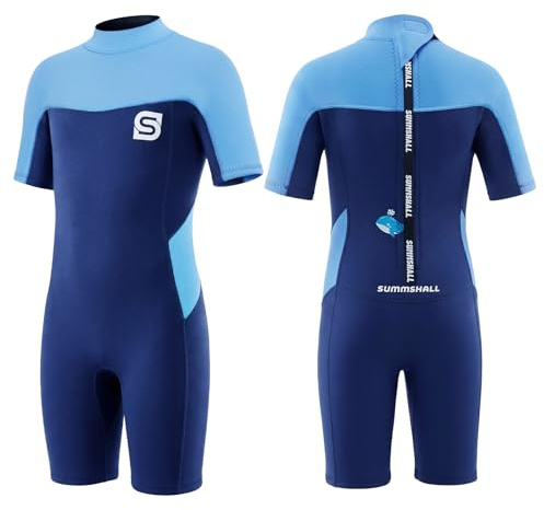 Summshall 2.5MM Kids Wetsuit for Boys & Girls, UPF 50+ Keep Warm Wet Suit with Soft & Stretchy Neoprene, Perfect for Swimming, Surfing & Beach Play