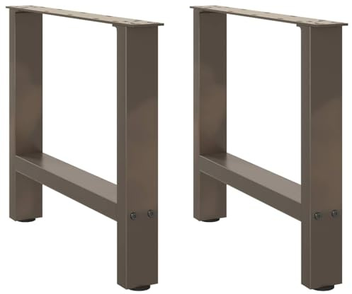 RCODSSK Lot de 2 pieds de table en acier revêtu par pulvérisation - 60 x 42-43 cm - Pieds de nivellement réglables - Pieds de table basse carrés en acier naturel pour un montage stable