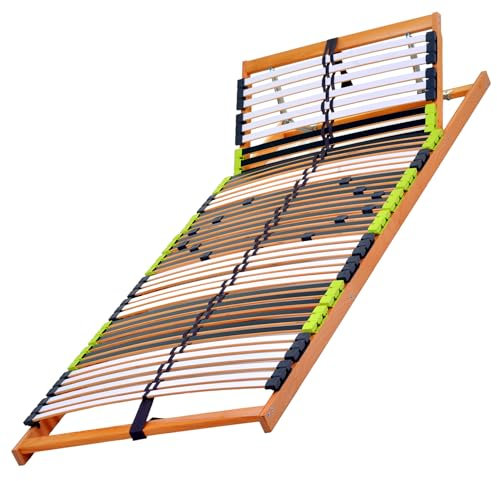 DaMi 7-Zonen Lattenrost Relax KV 80x200cm I mit 6 Härtestufen, Kopfteil verstellbar, Made in Germany, Buche & Birke, 42 Federholzeisten, Lattenrahmen zur Selbstmontage, extrem hochwertig & stabil