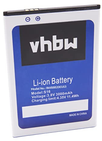 vhbw Akku kompatibel mit HomTom S16 | Handy Smartphone Telefon (3000 mAh, 3,8 V, Li-Ion)