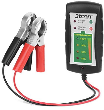 Jtron 12/24V DC Auto Batterietester mit LED-Lichtmaschine Diagnosetester für Autos Motorräder LKWs Batterie überprüfen
