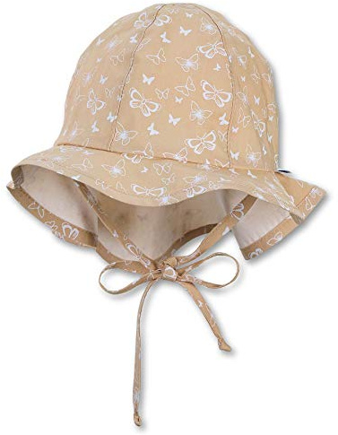 Sterntaler Flapper für Mädchen mit Bindebändchen, Nackenschutz und kleinen Schmetterlingen, Alter: 2-4 Jahre, Größe: 53, Beige