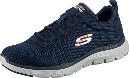 Skechers Flex Advantage 4.0 Baskets légères à Enfiler en Maille pour Homme, Bordure Noire en Maille PU Bleu Marine, 42 EU