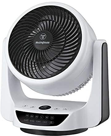 Westinghouse iluminación 73037 Ventilador de escritorio portátil oscilante Cormac, con mando a distancia, 25 cm, acabado blanco y negro